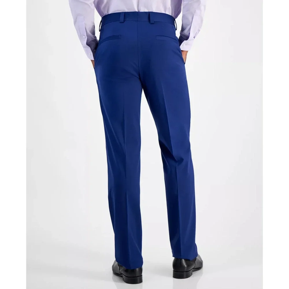 Hugo By Hugo Boss Mens 2-pc Suit Blazer Jacket 44L Blue Wool Pants 40W 33L